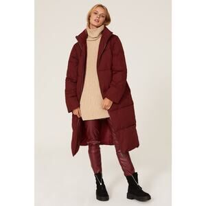 Sweet Baby Jamie Ruby Red Zip Up Long Sleeve Midi Winter Puffer Coat Size XS